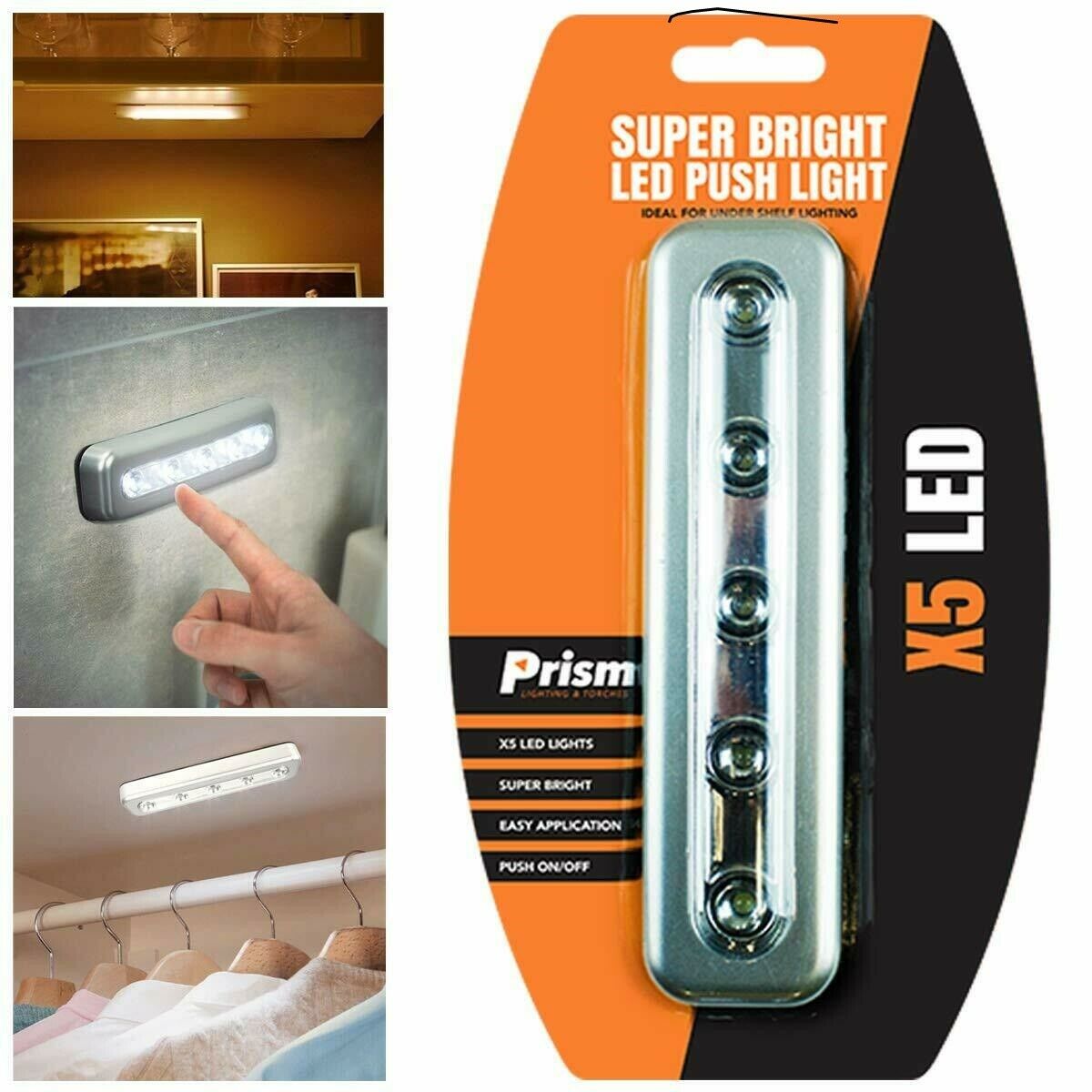 5 Ultra Bright LED Push Night Light Stick On Kitchen Cupboard Under Cabinet 5 Ultra Bright LED Push Night Light Stick On Kitchen Cupboard Under Cabinet